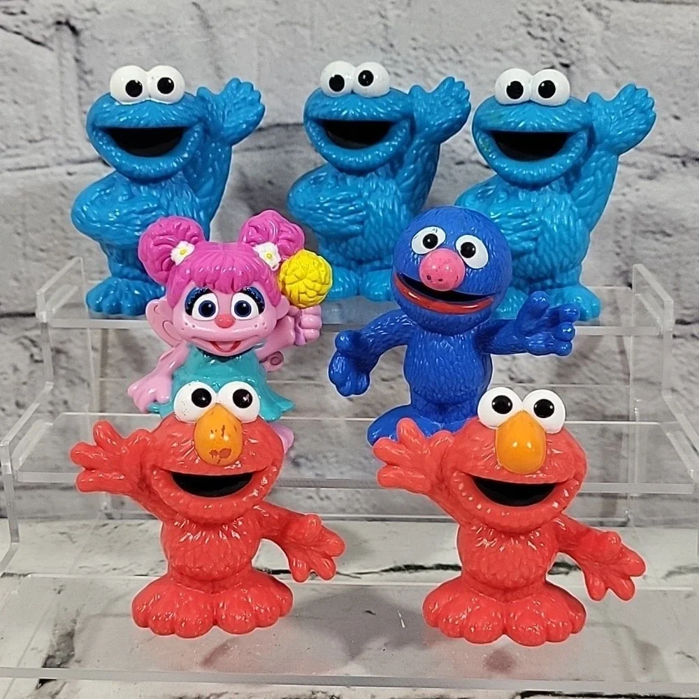 Sesame Street Characters Figures Lot Of 7 Plastic Cookie Monster Elmo Abby